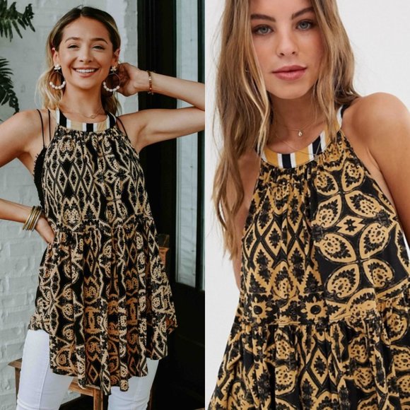 Free People Mimi Tunic - Black & Gold - Picture 1 of 11